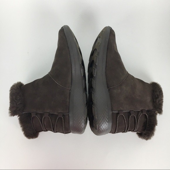 Skechers Size 5.5 On The‎ Go Brown Fur Trimmed Suede Leather Winter Snow Boots - Picture 6 of 8